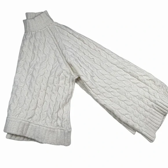 Free People Cable Knit Slouchy Boxy Oversized Sweater Ivory Size Large Chunky - Picture 3 of 9